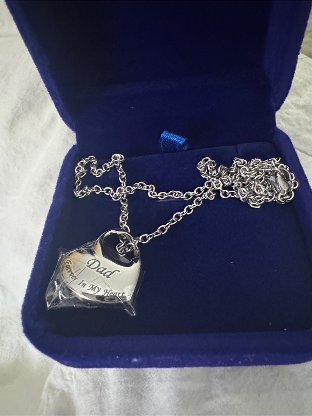 Silver 'Dad Forever In My Heart' Heart Pendant Necklace